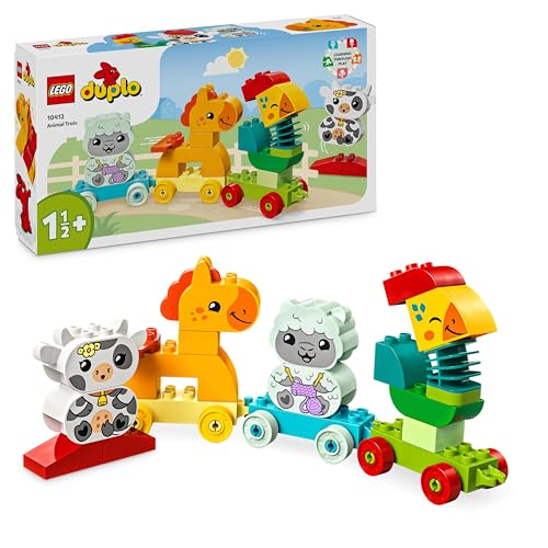 LEGO DUPLO Tierzug - Lernspielzeug für Kleinkinder – inkl. Hahn, Pferd, Lamm & Kuh Bauernhoftiere...
