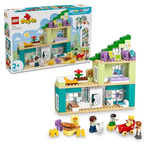 LEGO DUPLO 3-in-1 Modernes Familienhaus mit Figuren - Kleinkinder Lernspielzeug für Feinmotorik -...