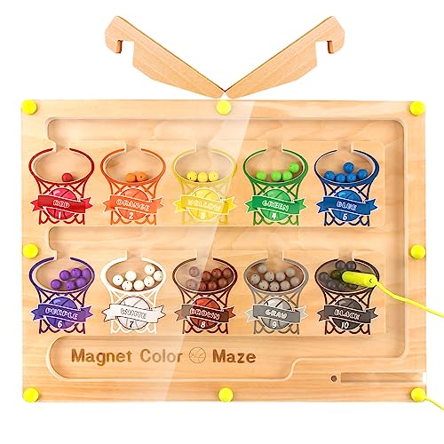 Montessori-Spielzeug für 3+ Jahre alt, magnetische Farbe Perlen Labyrinth hölzerne Magnet Puzzle...