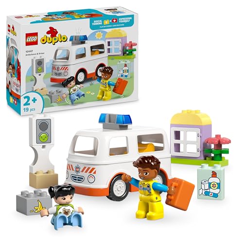 LEGO DUPLO Rettungswagen mit Fahrer - Lernspielzeug für Kleinkinder ab 2 Jahren - Montessori...