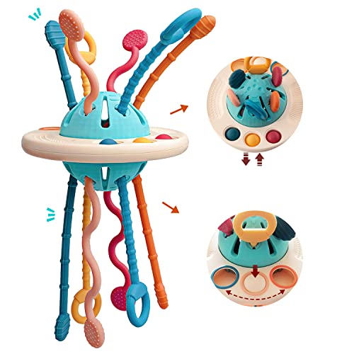 Sensorisches Baby Spielzeug 12–18 Monate, UFO Silikon Zugschnur Spielzeug für Babys in...
