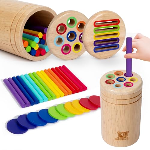 oazoxcx Holz Montessori Spielzeug sortierspiel Montessori ab 1 Jahr Holz Spielzeug ab 2 Jahren...
