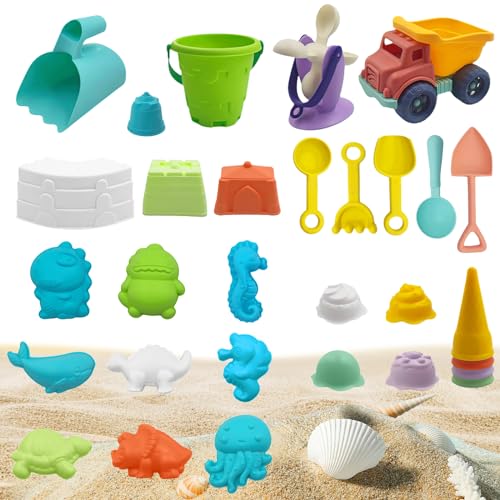 ZZQVIP Sandspielzeug Sandkasten Spielzeug, 26 PCS Strandspielzeug, Sandwagen, Sandförmchen,...