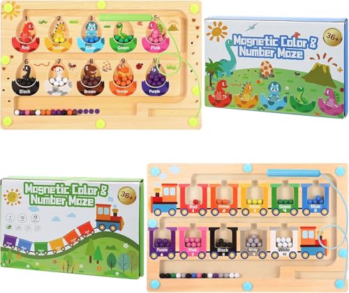 Kaisibum 2 Stück Magnetspiel Labyrinth,Montessori Spielzeug ab 2 3 4 5 Jahren Lernspiele...