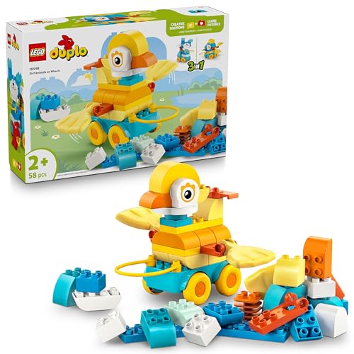 LEGO DUPLO Tiere auf Rädern 3-in-1-Set - Lernspielzeug mit Bausteinen für eine Ente, Fisch oder...