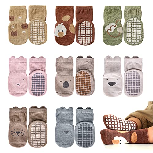 Stoppersocken Kinder - Rutschfeste Socken,8 Paar Socken mit Antirutschsohle,Kinder...