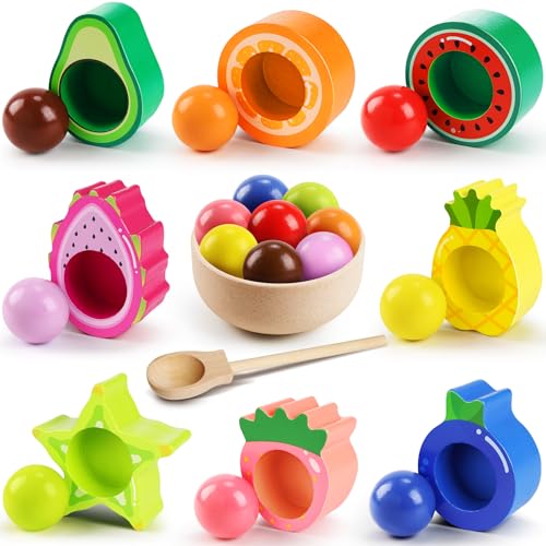 Seagoal Montessori Spielzeug ab 2 Jahr, Baby Motorikspielzeug Obst Holzspielzeug, Kinder...