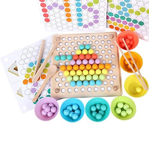 ANPEAC Holz Montessori Spielzeug,Clip Perlen Puzzle Brettspiele, Mathe Lernspielzeug,Kinder...
