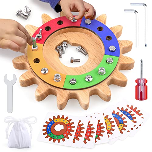 Devolamn Montessori Spielzeug für 3 4 5 Jahre, 35 in 1 Montessori Schraubbrett, Holzspielzeug...