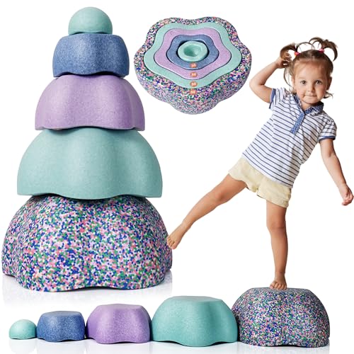Majestic Sport Rocks, Sensorische Balanciersteine für Kinder – 5er Set – Belastbar, Fördert...