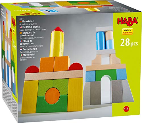 HABA 305163 - Bausteine – Grundpackung, bunt, mit 28 Steinen in unterschiedlichen Farben und...