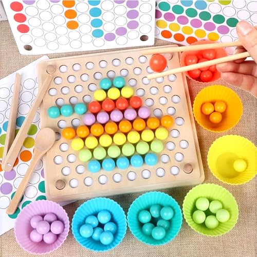 BANGTING Holz Montessori Spielzeug, Perlenwerkstatt Montessori, Clip Perlen Puzzle Brettspiele,...