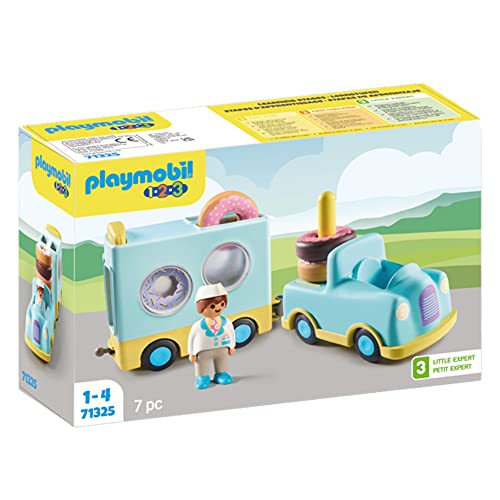 PLAYMOBIL 1.2.3: 71325 Verrückter Donut Truck mit Stapel- und Sortierfunktion, Lernspielzeug für...