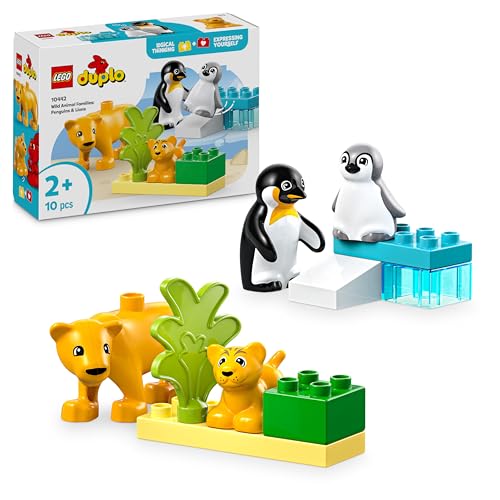LEGO DUPLO Wildtier-Familien: Pinguine und Löwen – Spielzeug zur Förderung der Feinmotorik für...