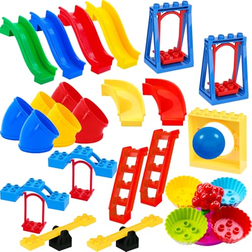 Mirthben Großen BauSteine Haus Zubehör Kompatibel mit Duplo Steine, Zusammengebaut Duplo Bauernhof...