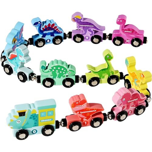 Montessori Spielzeug Ab 1 2 3 Jahr, Digitaler Magnetzug Mit 11 Wagen Dinosauriern, Geschenk Junge...