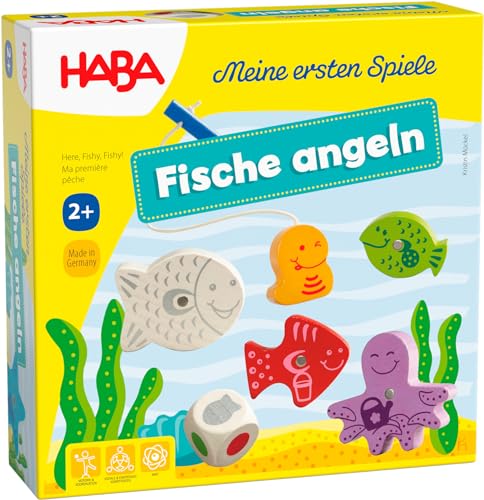 Haba 4983 - Meine ersten Spiele Fische angeln, spannendes Angelspiel mit bunten Holzfiguren,...