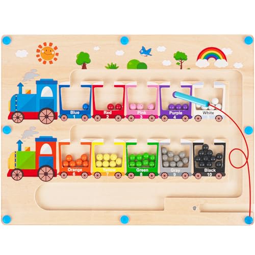 Montessori Spielzeug Magnetspiel Labyrinth ab 2 3 4 5 Jahre, Holzspielzeug Kinderspielzeug...