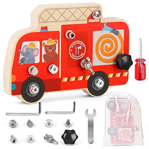 DINORUN Montessori Spielzeug Holzspielzeug Schraubendreher mit Aufbewahrungstasche, Motorikspielzeug...