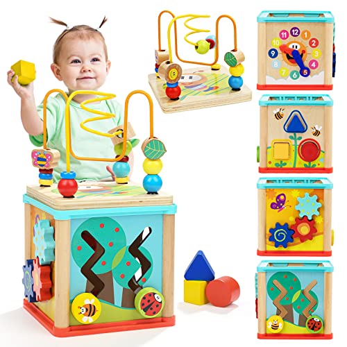 TOP BRIGHT Holz-Formsortierer, Aktivitätswürfel, Spielzeug für 1 Jahr altes Baby – Geschenk zum...