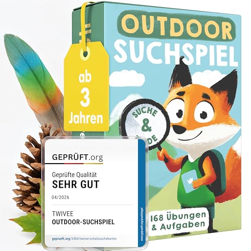 TWIVEE - Schatzsuchekarten - Finde es Suchspiel - Gefunden Outdoor Suchspiel Kinder - Spiele ab 3,...