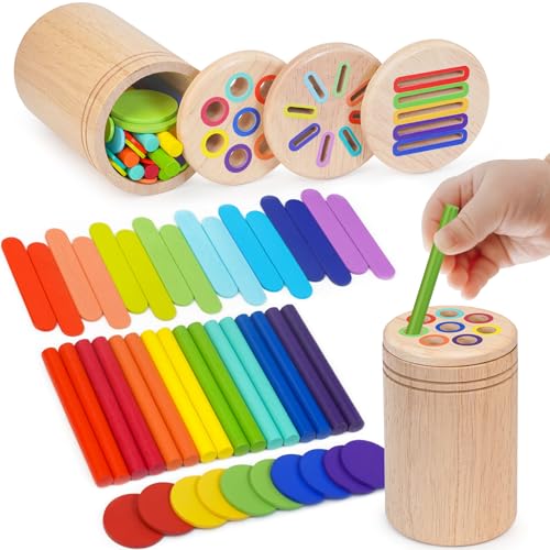 HaoVrisn Montessori Spielzeug ab 1 Jahr, 3-in-1 Montessori Spielzeug ab 1 2 3 Jahre, Holz Montessori...