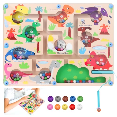 MXTIMWAN Magnetspiel Labyrinth Spielzeug, Zahlen Farben Lernen Sortierspiel, Holz, Montessori...