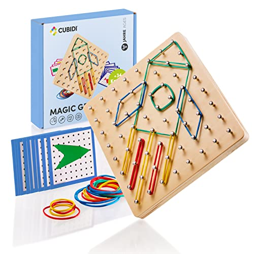 CUBIDI® Kreatives Montessori Geobrett für spannende Figuren - Feinmotorik Lernspielzeug - Geoboard...