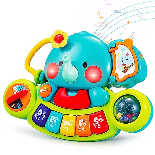 HOLA Baby Spielzeug 6 Monate Musikspielzeug, Elefant Spielzeug Klavier Motorikspielzeug mit Licht &...