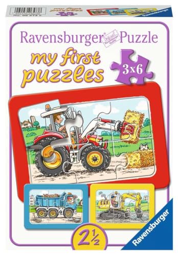 Ravensburger Kinderpuzzle - 06573 Bagger, Traktor und Kipplader - my first puzzle mit 3x6 Teilen -...