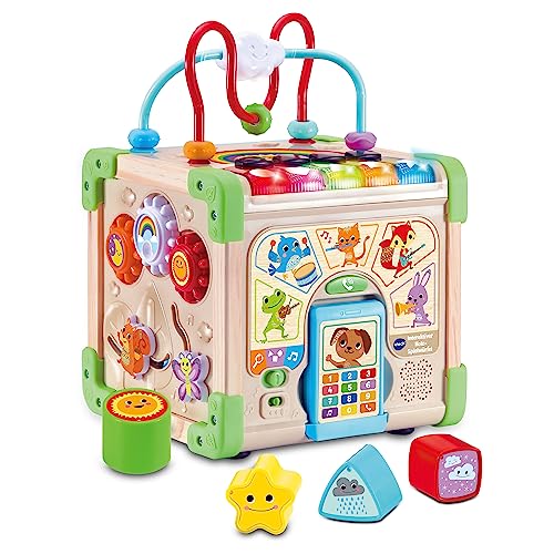 Vtech Interaktiver Holz-Spielwürfel – Interaktiver Spielwürfel mit FSC®-zertifiziertem Holz –...